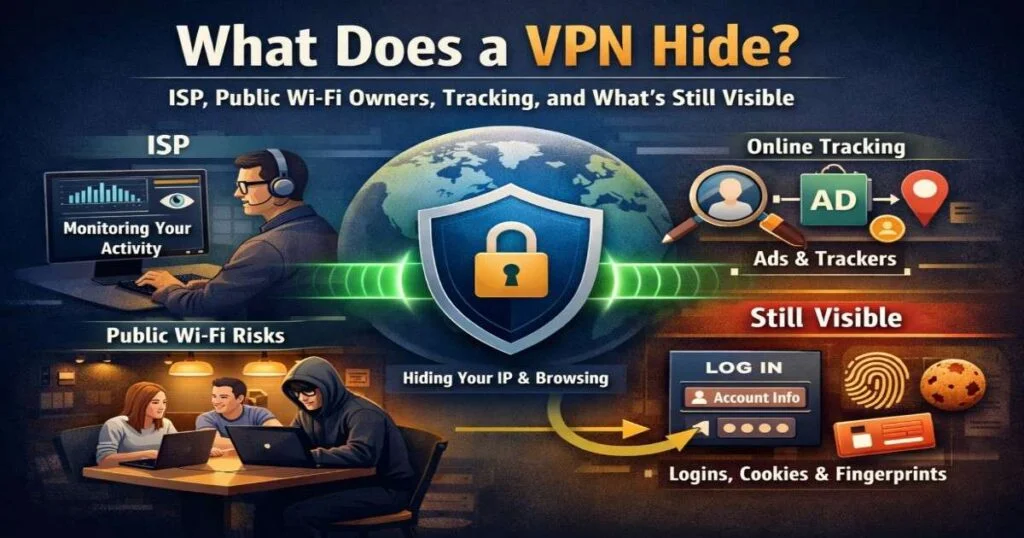 What Does a VPN Hide? ISP, Public Wi-Fi Owners, Tracking, and What’s Still Visible
