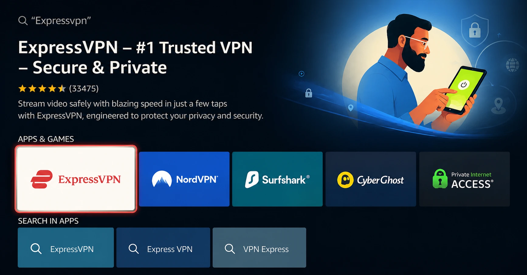 Search for ExpressVPN